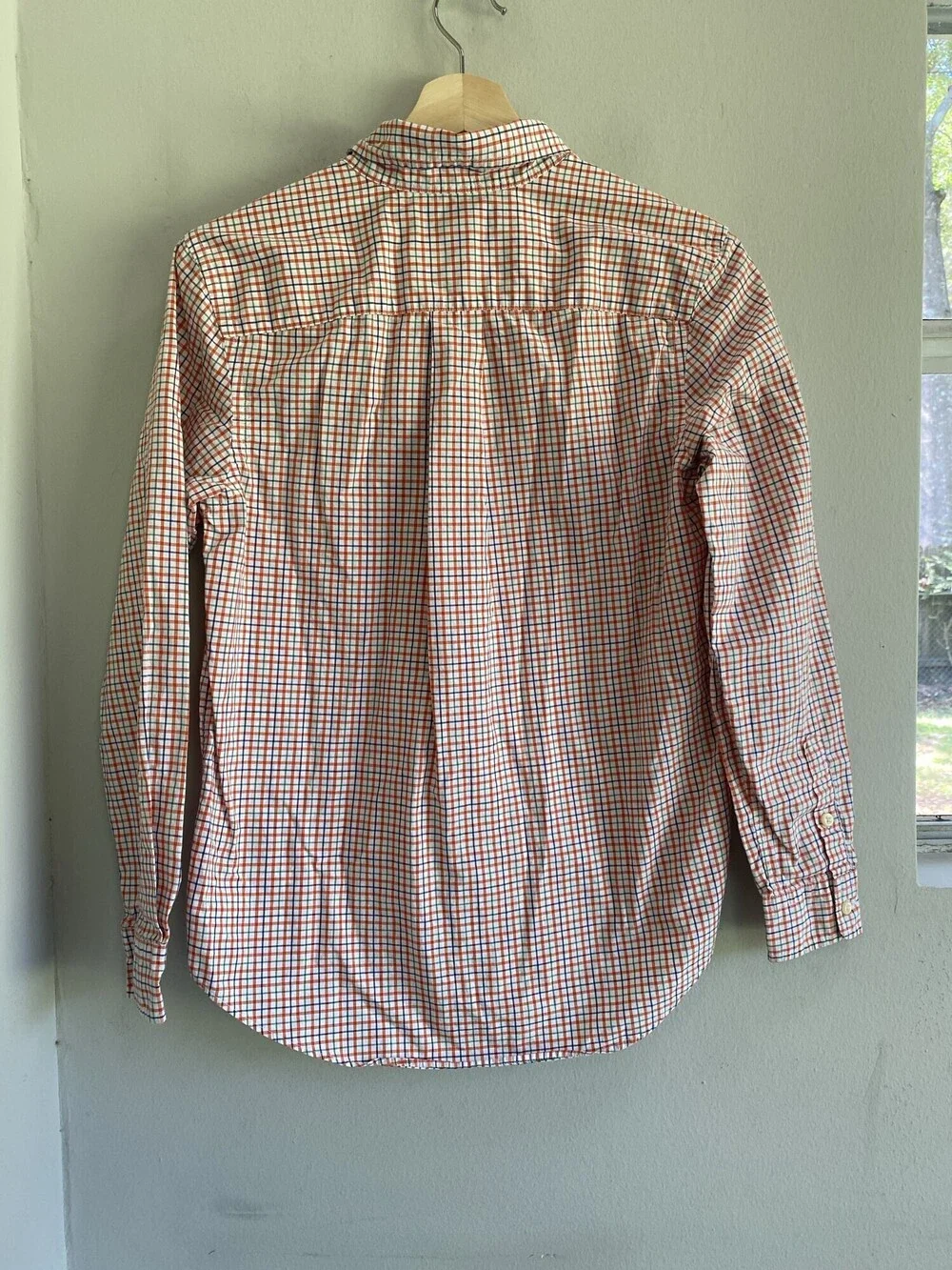 Ralph Lauren Boys Orange Multicolor Check Button Down L 14-16